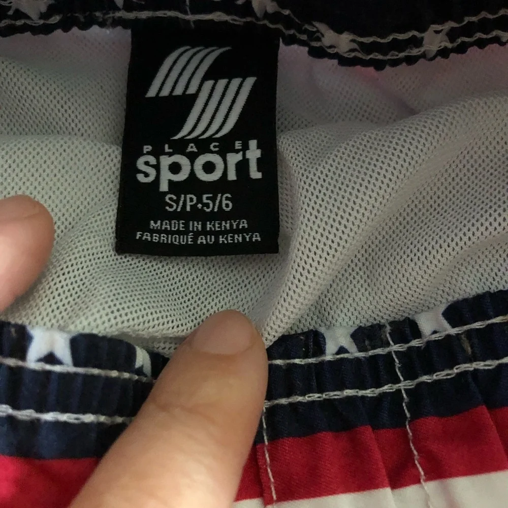 The Children's Place Red White and Blue Stars & Stripes Swim Shorts